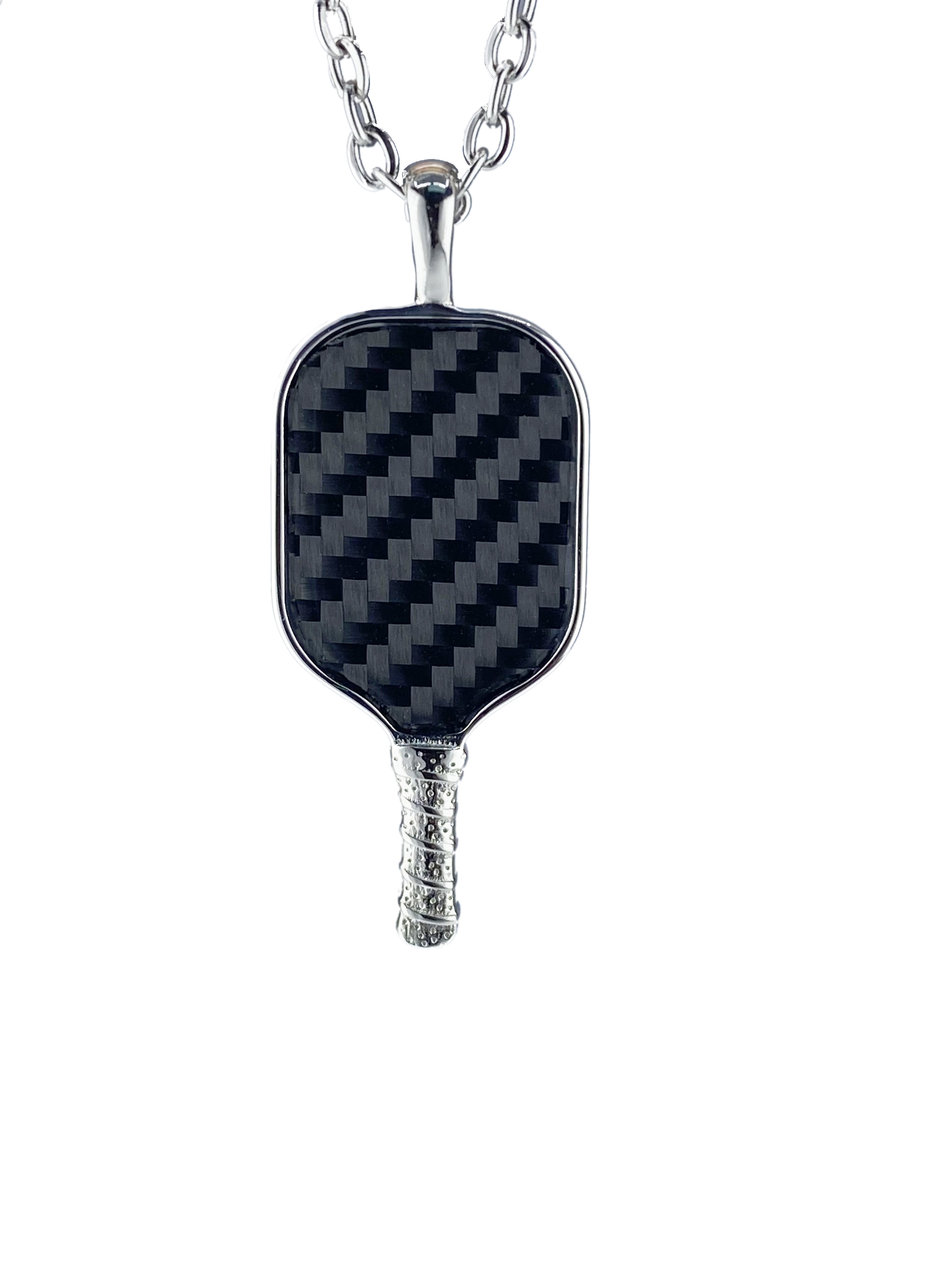 Jewelry White Steel Carbon Fiber Pickleball Paddle Pendant