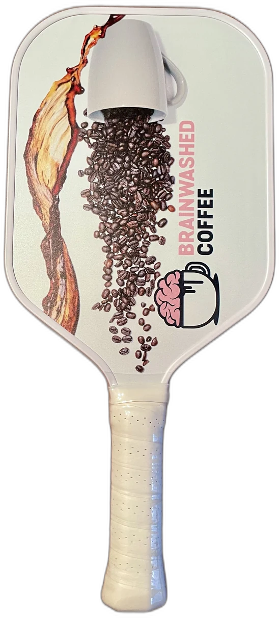 Custom full face print paddle built by iMPACT for Brainwashed Coffee