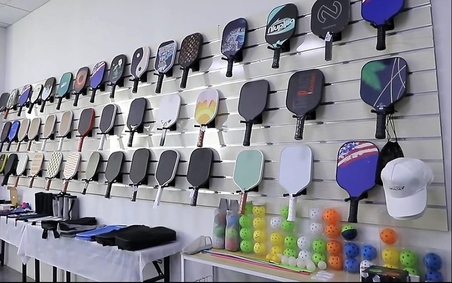 Sample wall of paddle shapes and finishes