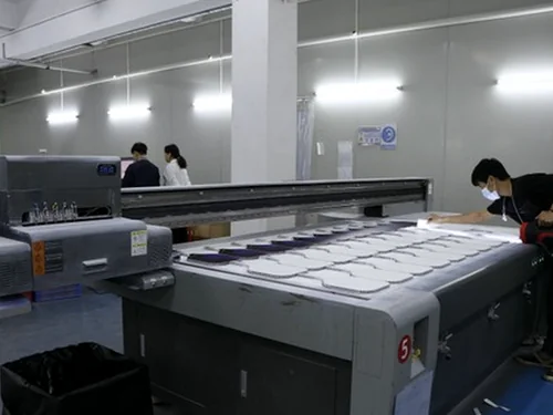 The production floor where paddle faces are printed and finished