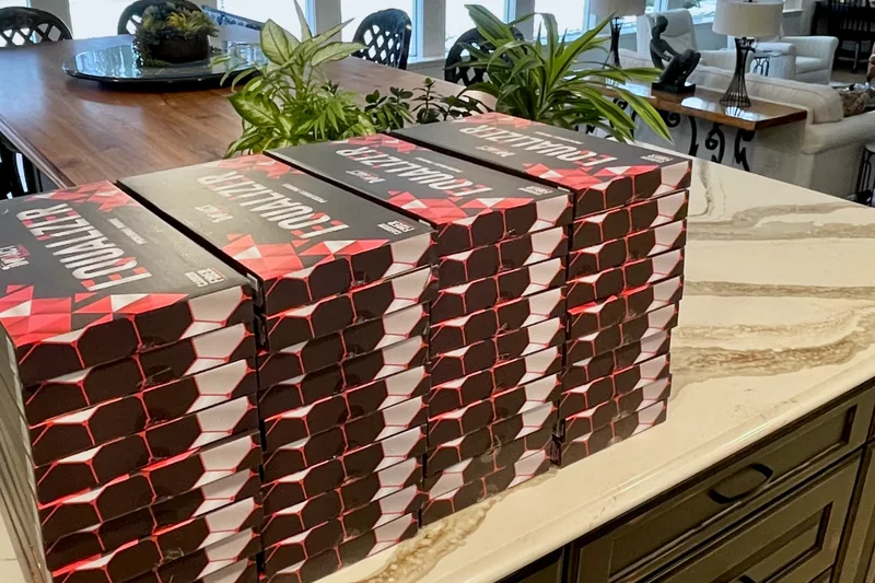 Stacks of finished branded paddle boxes waiting to be sold